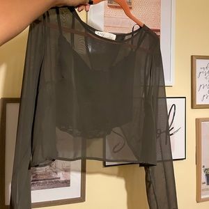 Crop sheer top